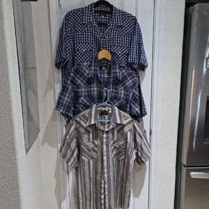 Plains Western Wear Plaid and Striped Men's Shirts Bundle Of Three. Size L